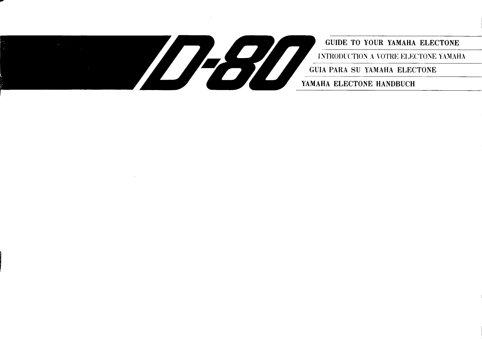 Yamaha D80E, D80 User Manual