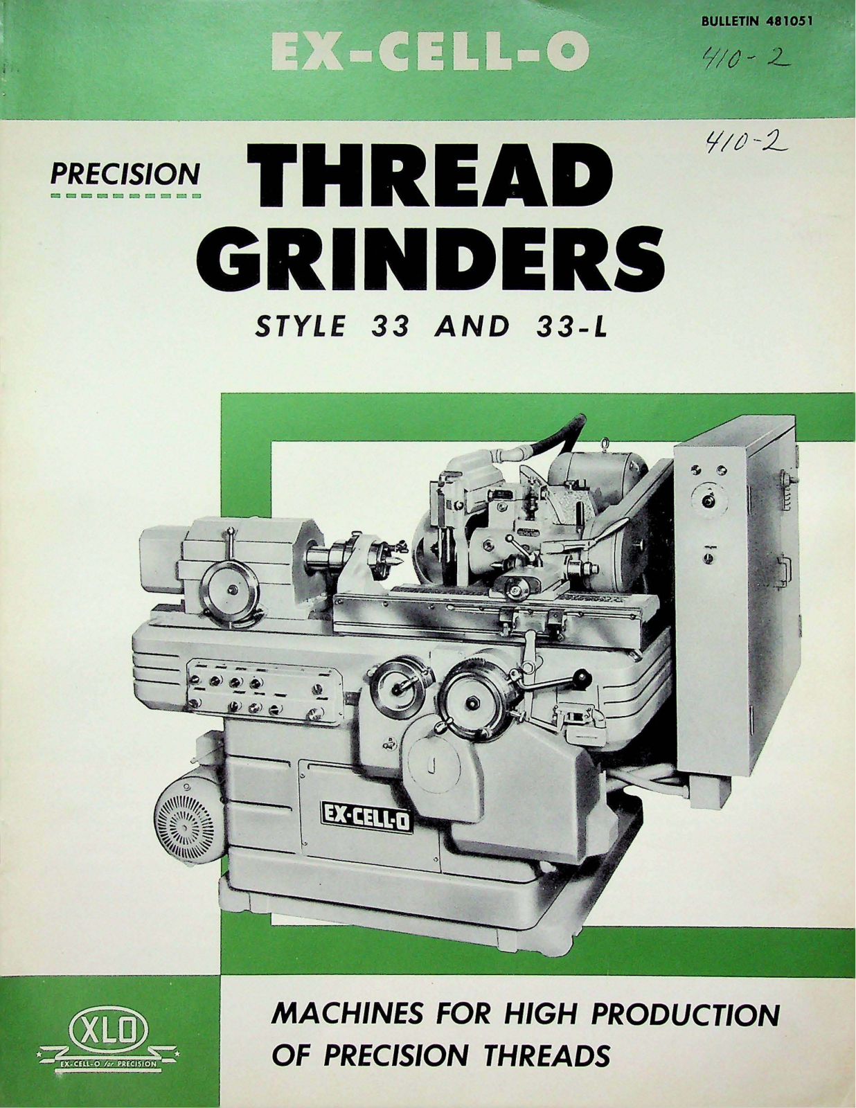 Ex-Cell-O Machine Tools Style 33 and 33-L Thread Grinder Grinder - ManualMachine.com