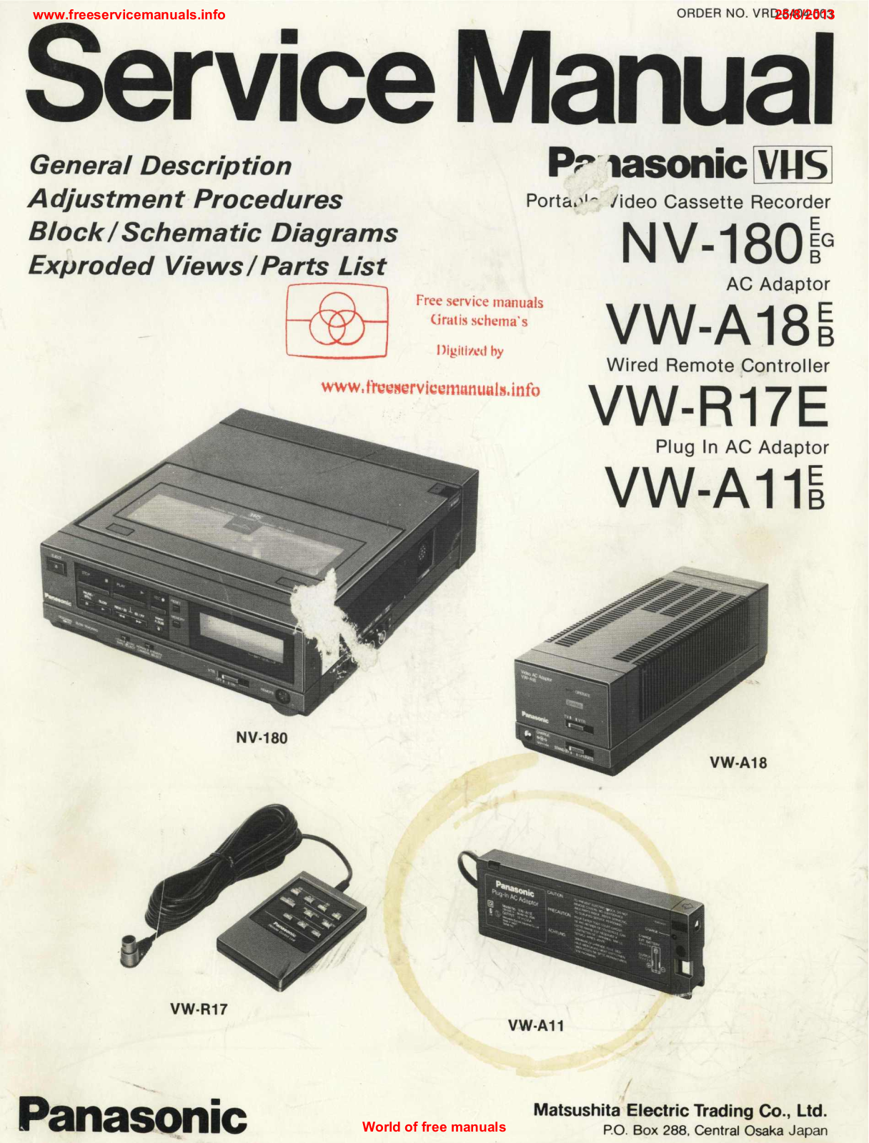 Panasonic NV-180, VW-A18, VW-R17E, VW-A11 User Manual