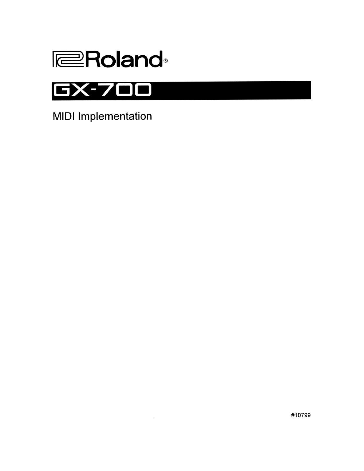 Roland Corporation GX-700 User's Manual