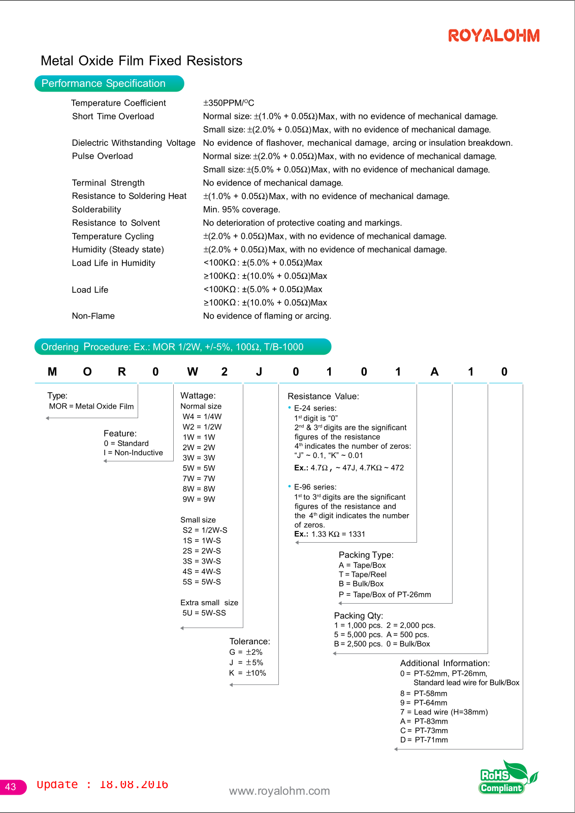 Datasheet MOR02SJ0392A10 Specification