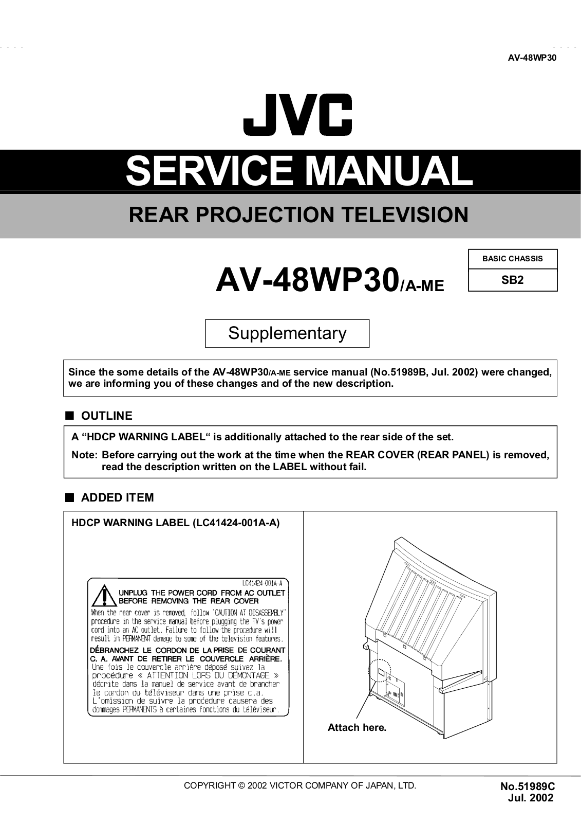 JVC AV-48WP30/A-ME Service Manual