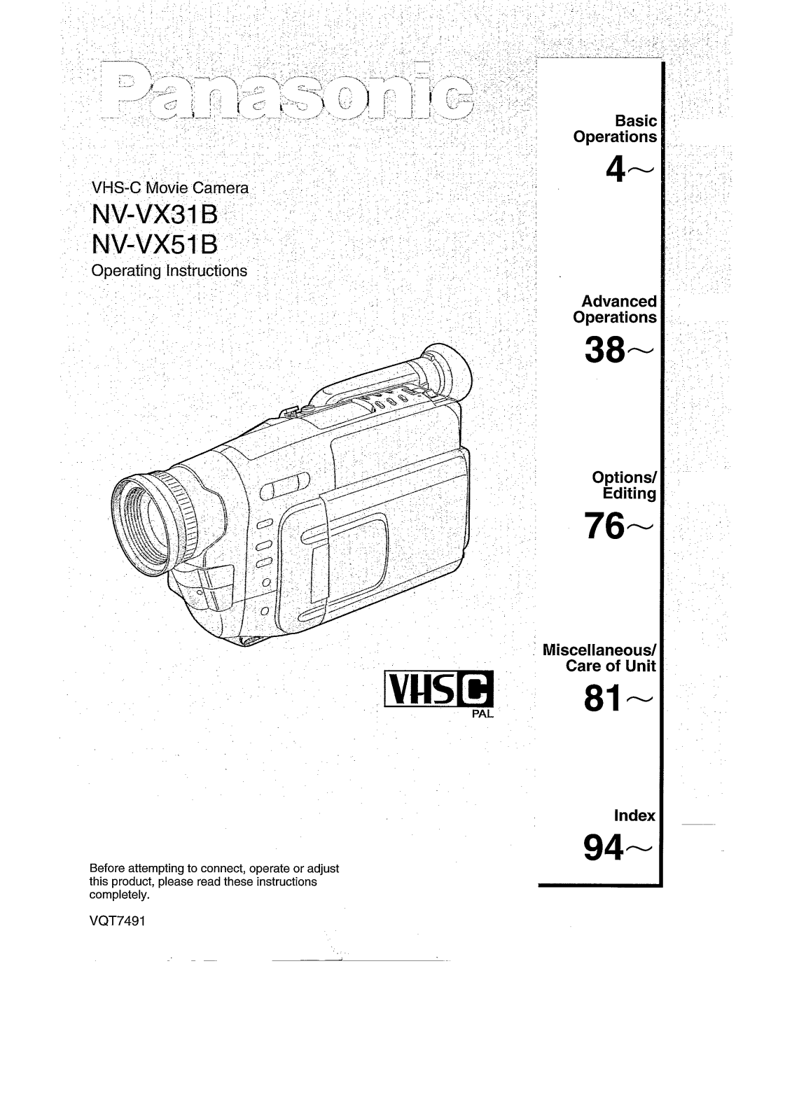 Panasonic NV-VX31B, NV-VX51B User Manual