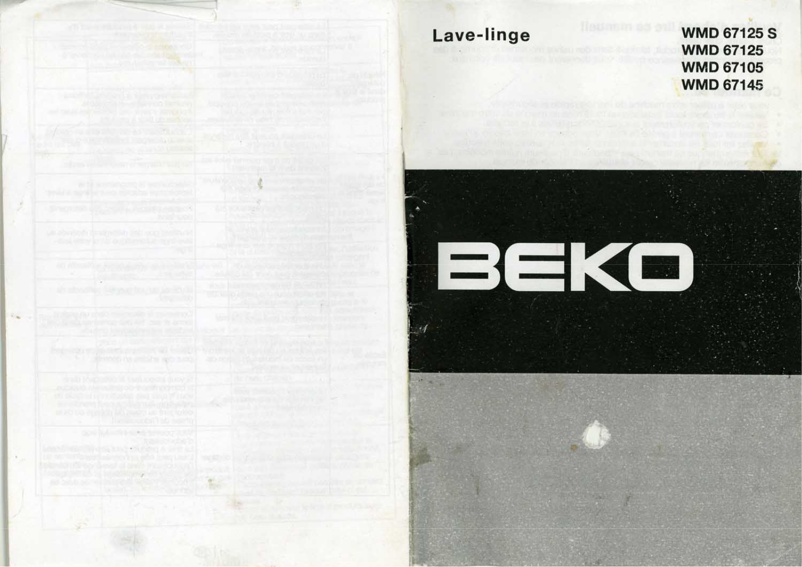 BEKO WMD67145 User Manual