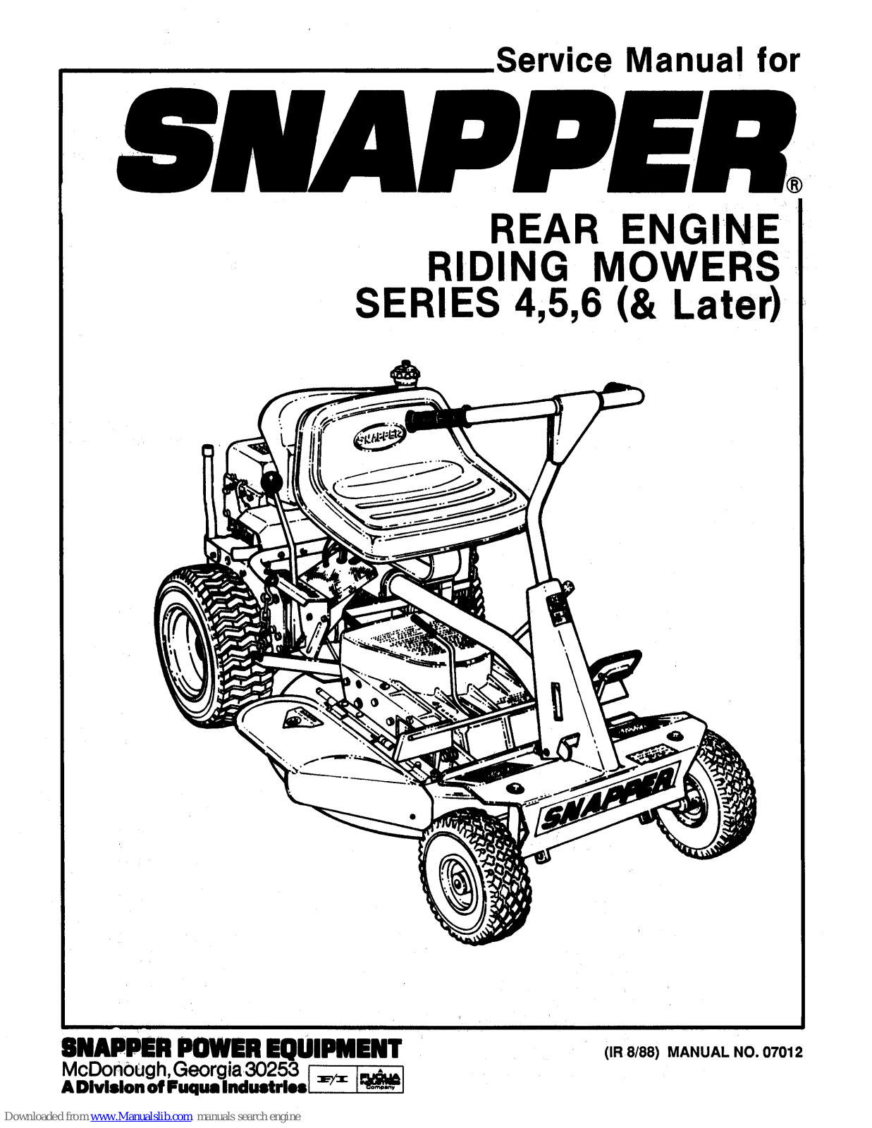 Snapper SERIE 4, SERIE 6 Service Manual