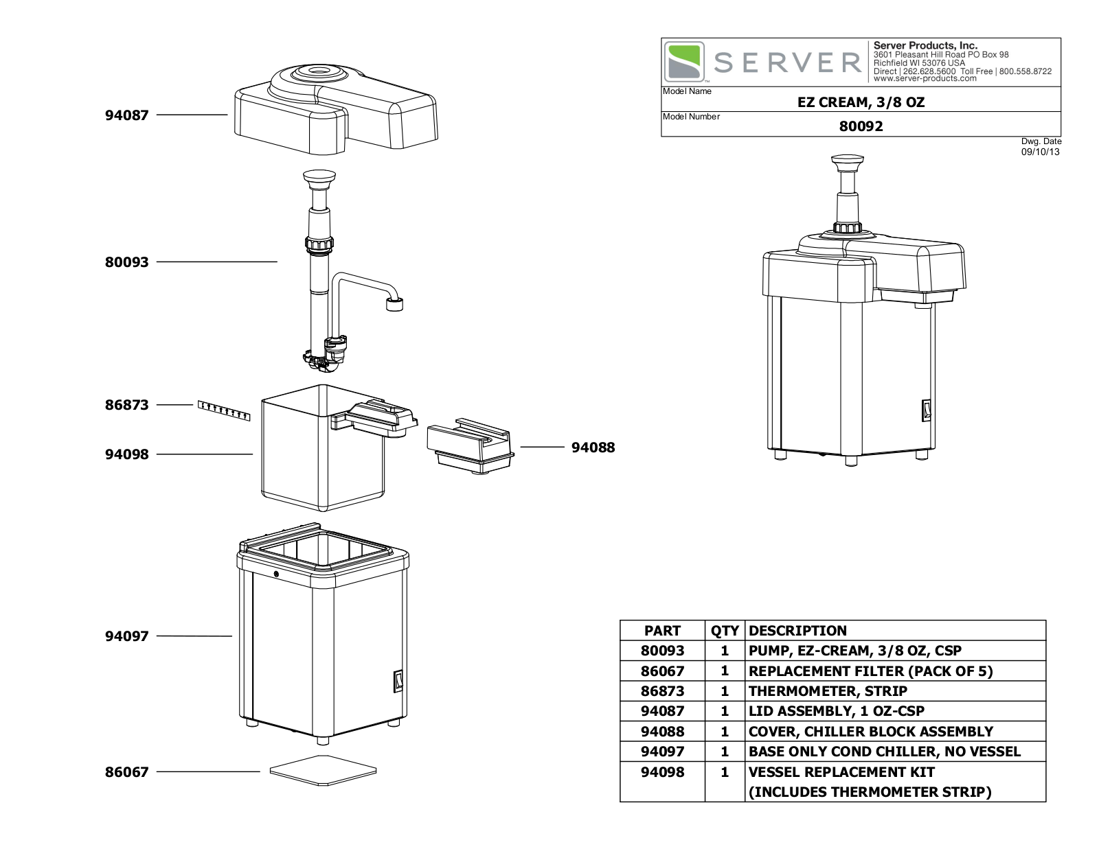 Server 80092 Parts Manual