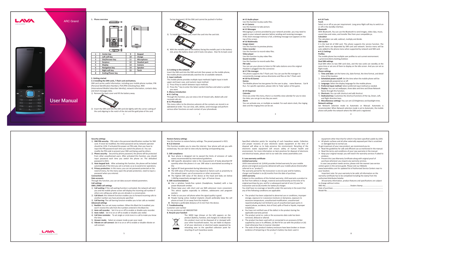 Lava Mobiles Arc Grand Instruction Manual