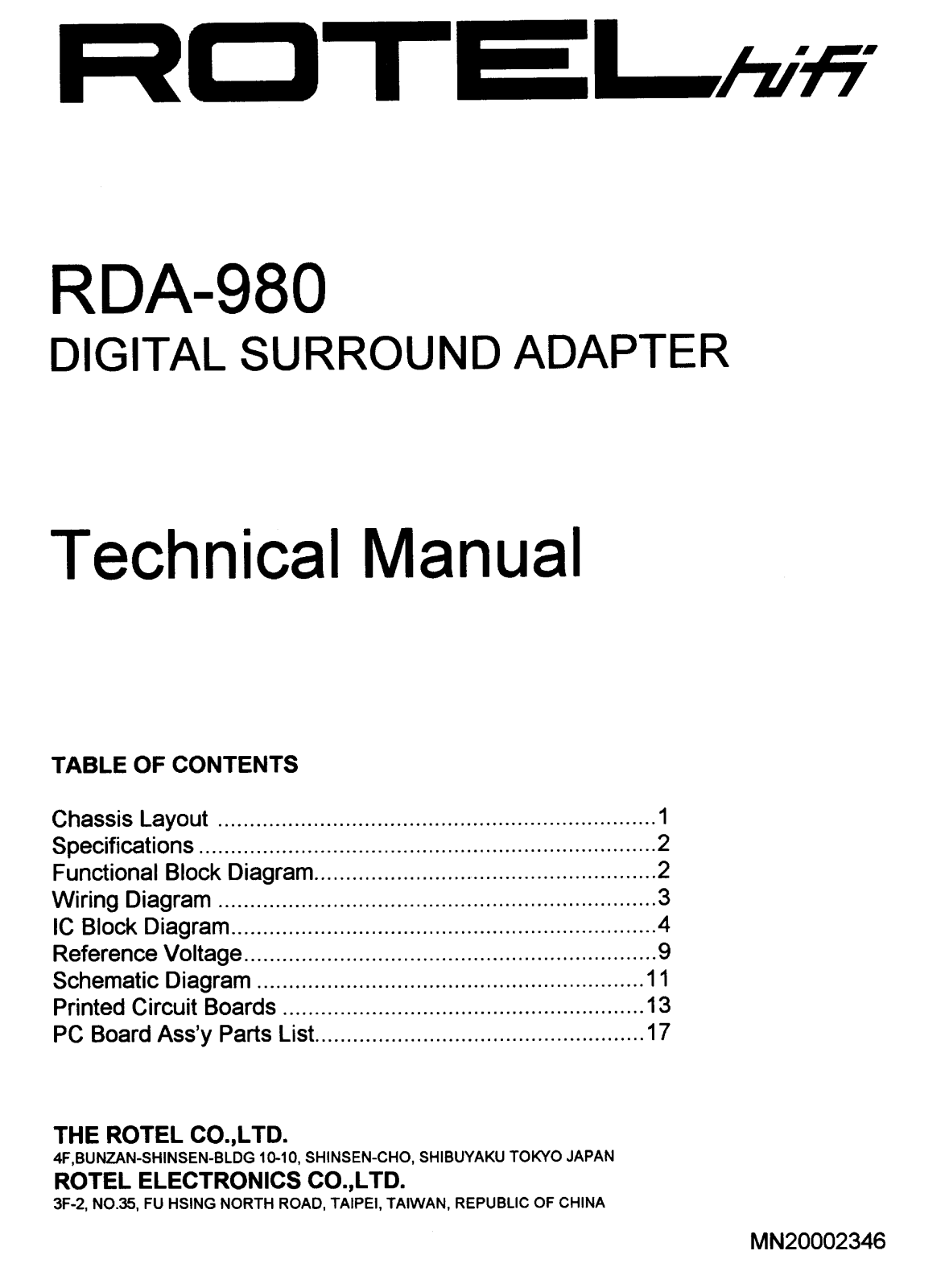 Rotel RDA-980 Service manual