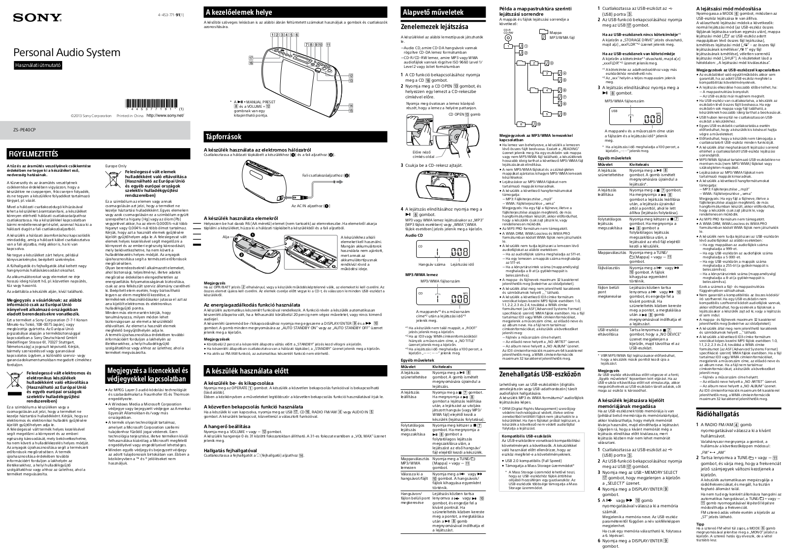 Sony ZS-PE40CP User Manual