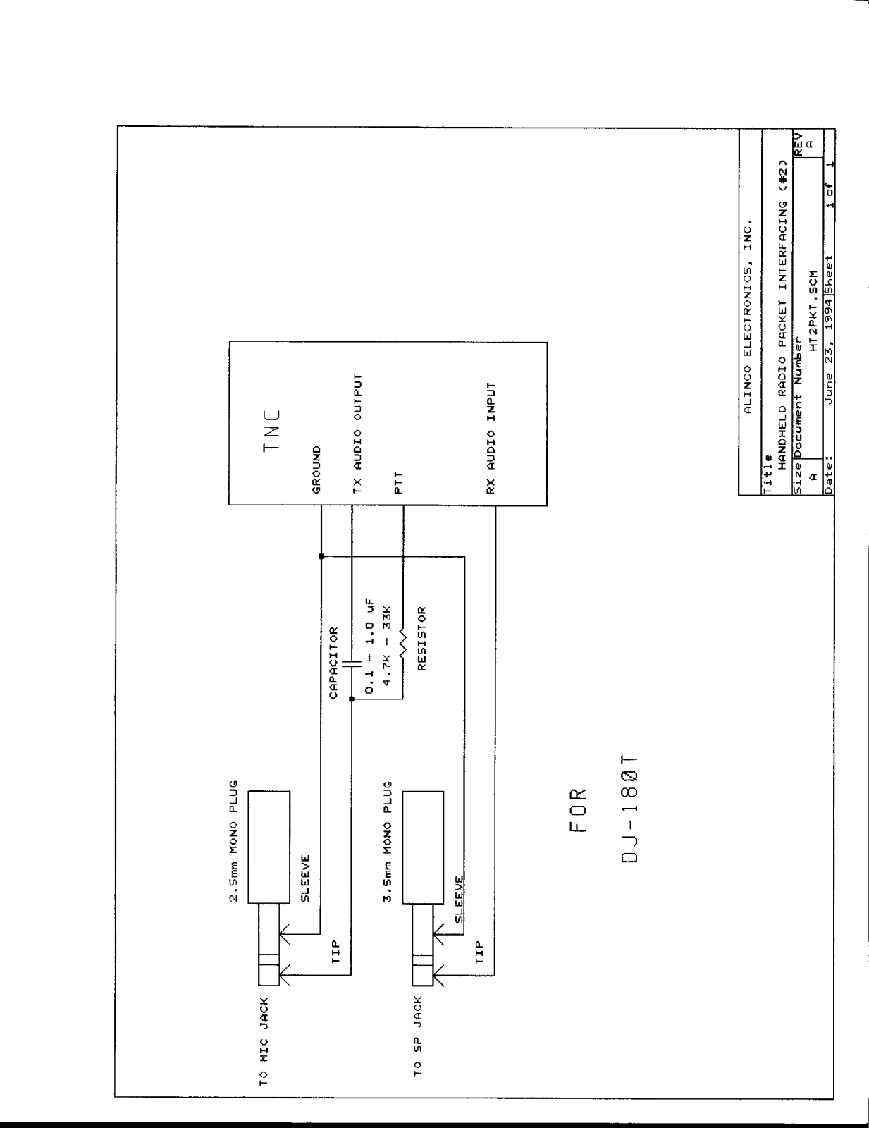 Alinco DJ-180T Data Sheet