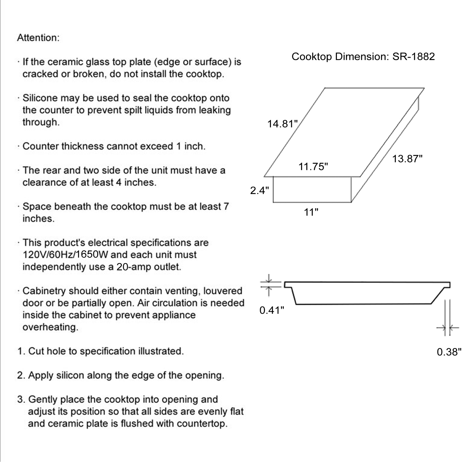 Sunpentown SR1882 Installation Manual