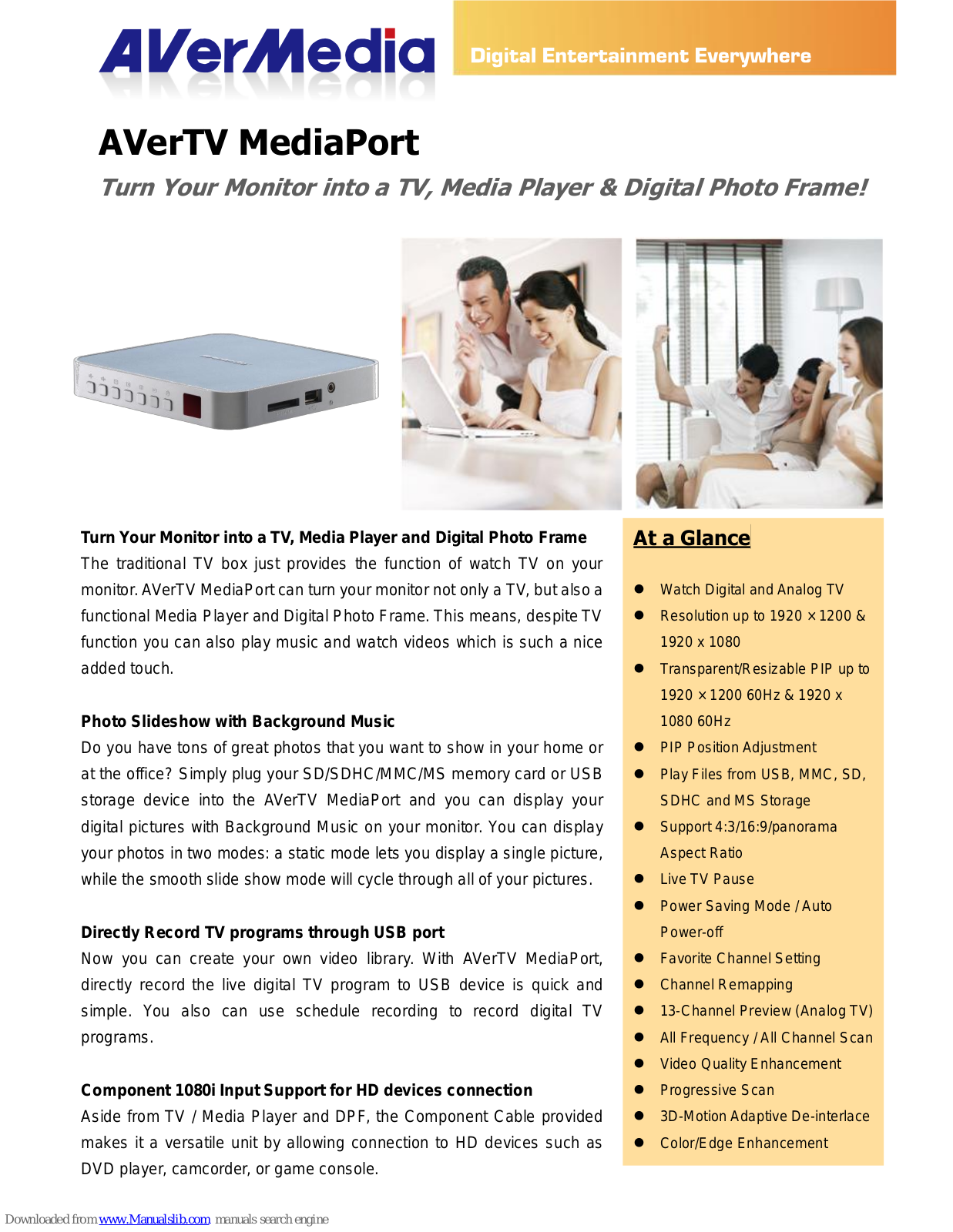 Avermedia AVerTV MediaPort Specification - ManualMachine.com