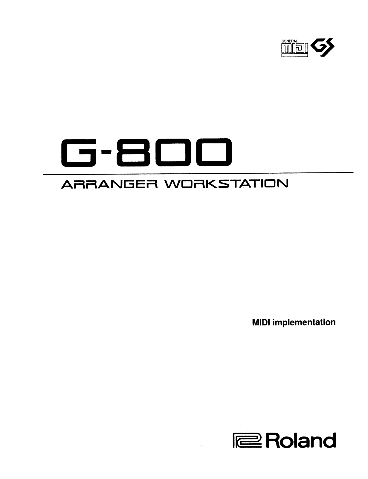 Roland Corporation G-800 User's Manual