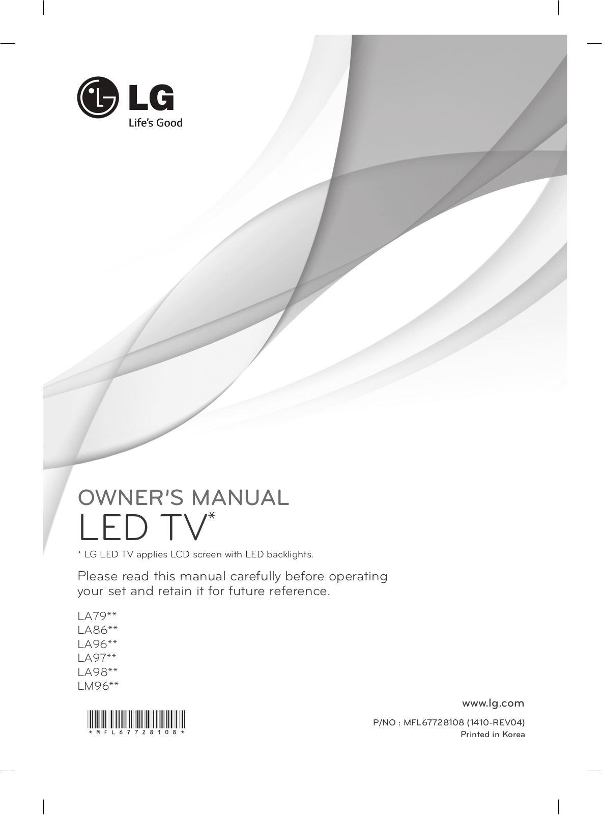 LG 60LA860W User manual