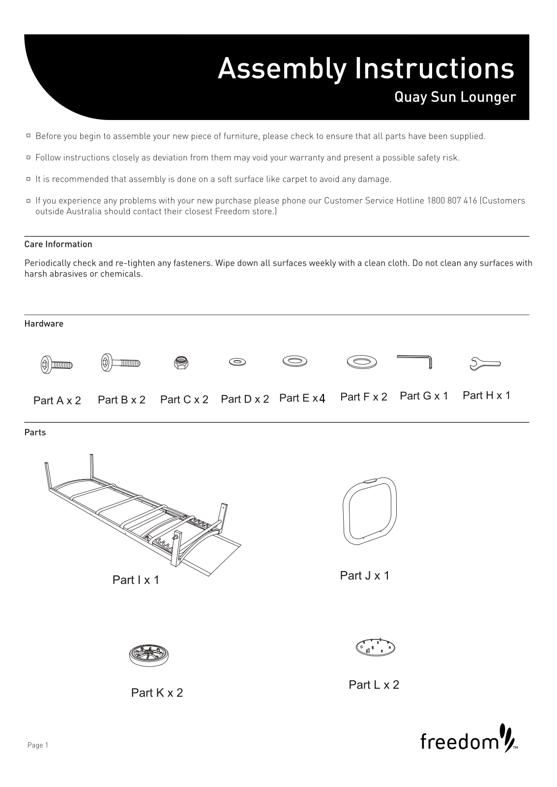 Freedom Quay Sun Lounge Assembly Instruction