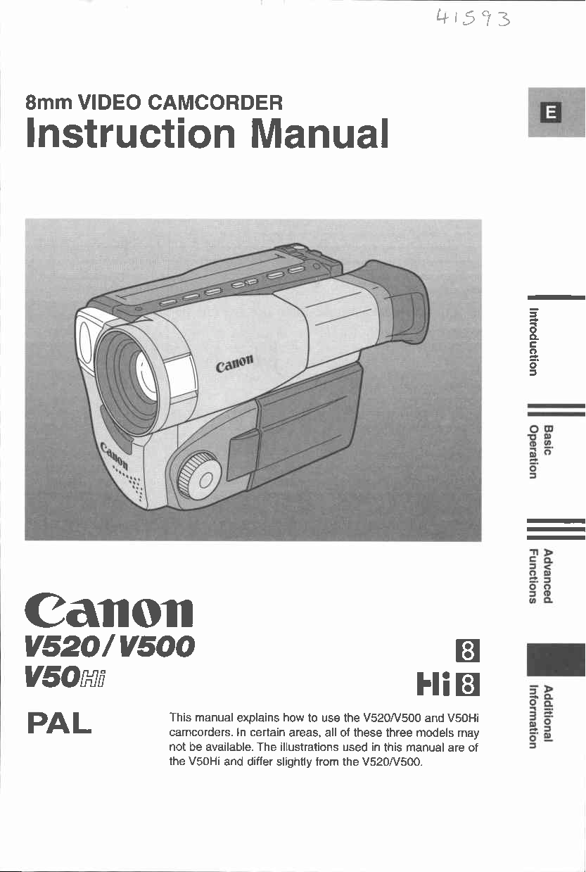 Canon V 520, V 500, V50 User Manual
