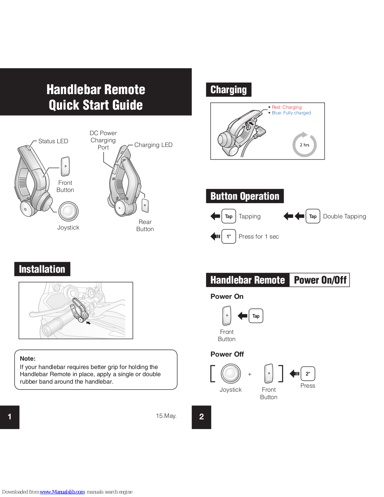 Sena Handlebar Remote Quick Start Manual