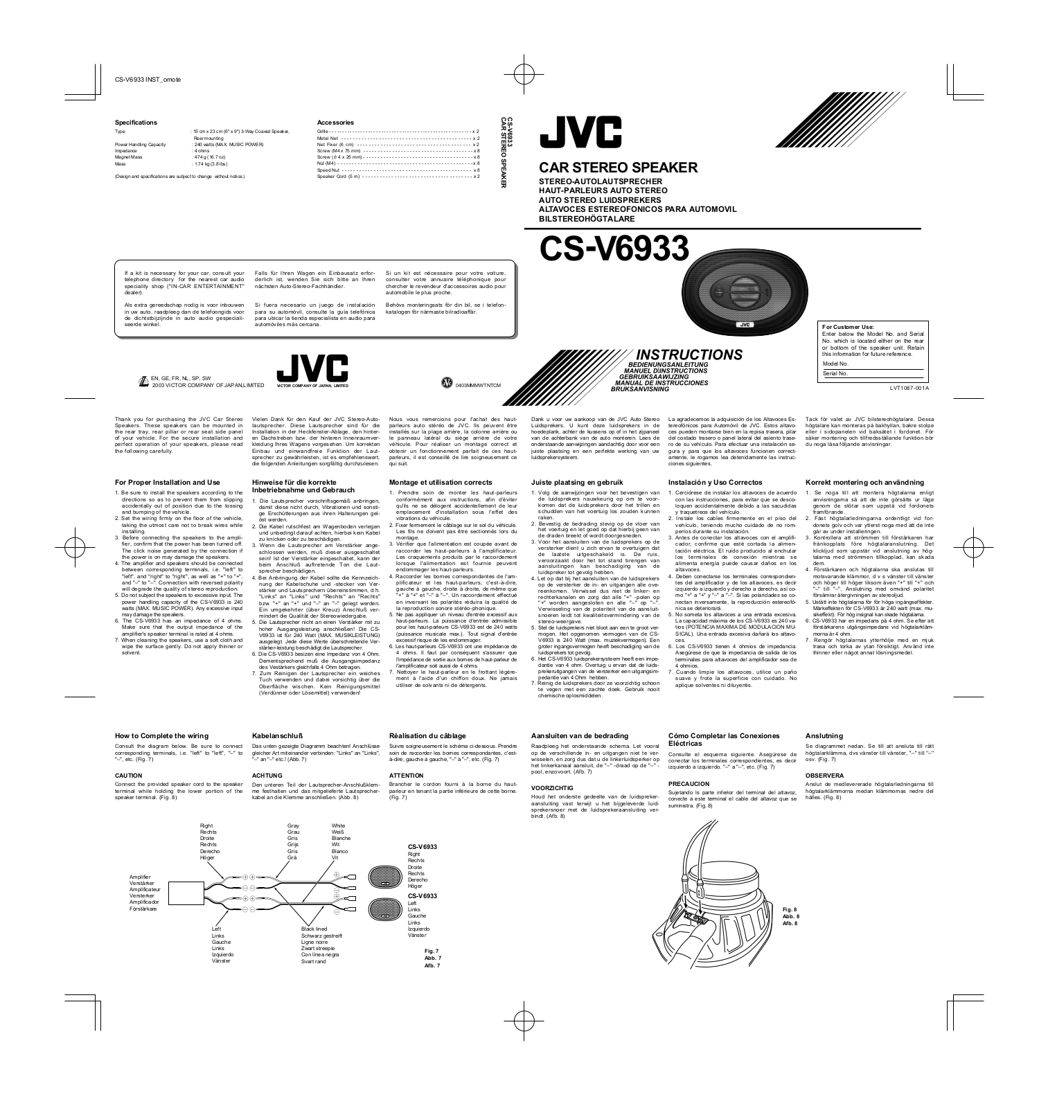 JVC CS-V6933 User Manual