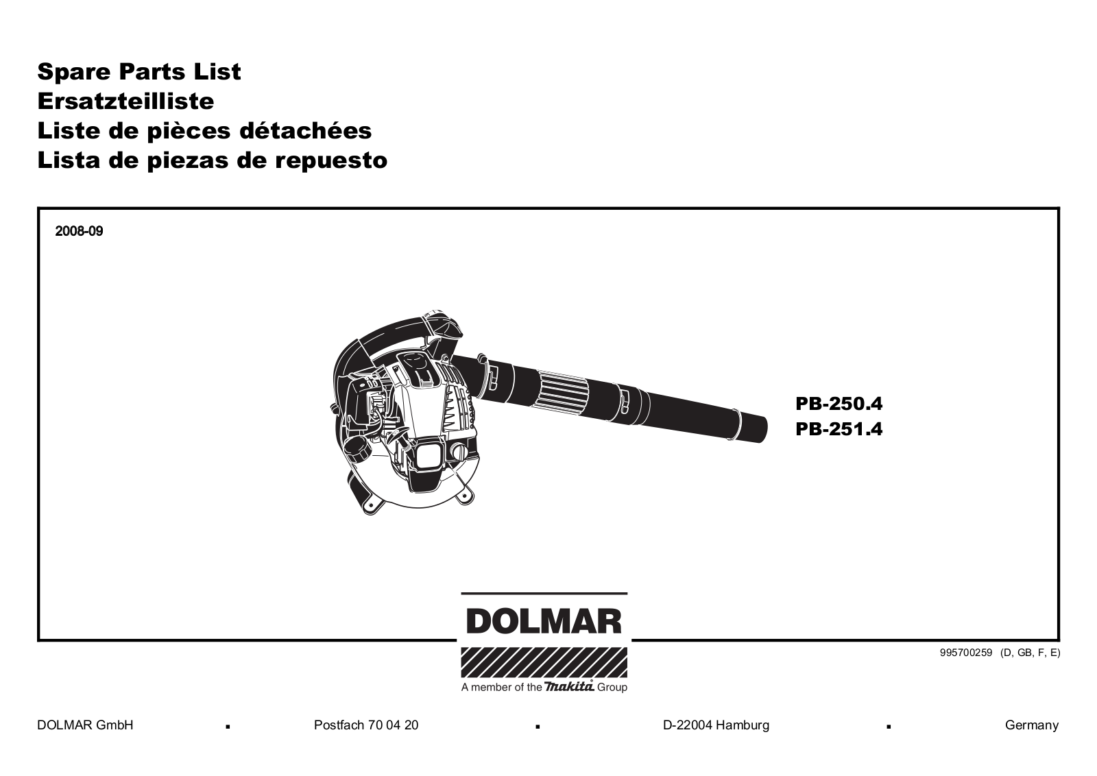 Dolmar PB-251.4 User Manual