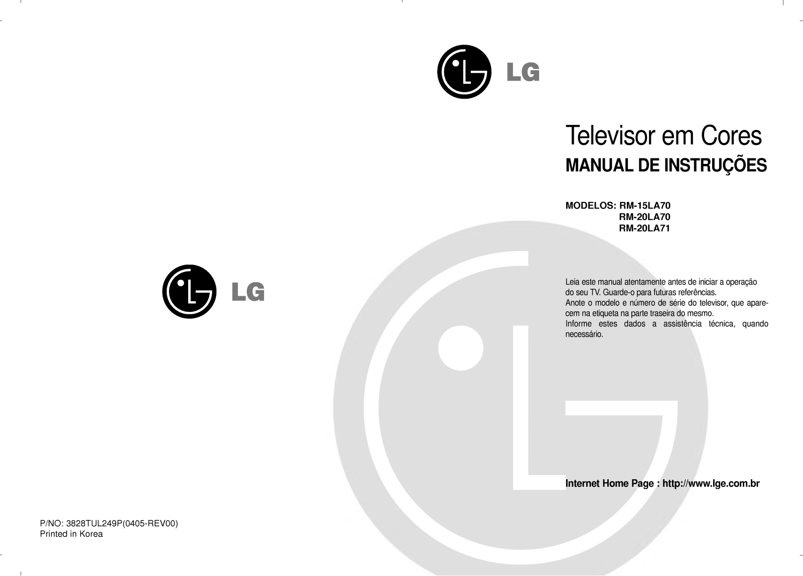 Lg RM-20LA70 User Manual