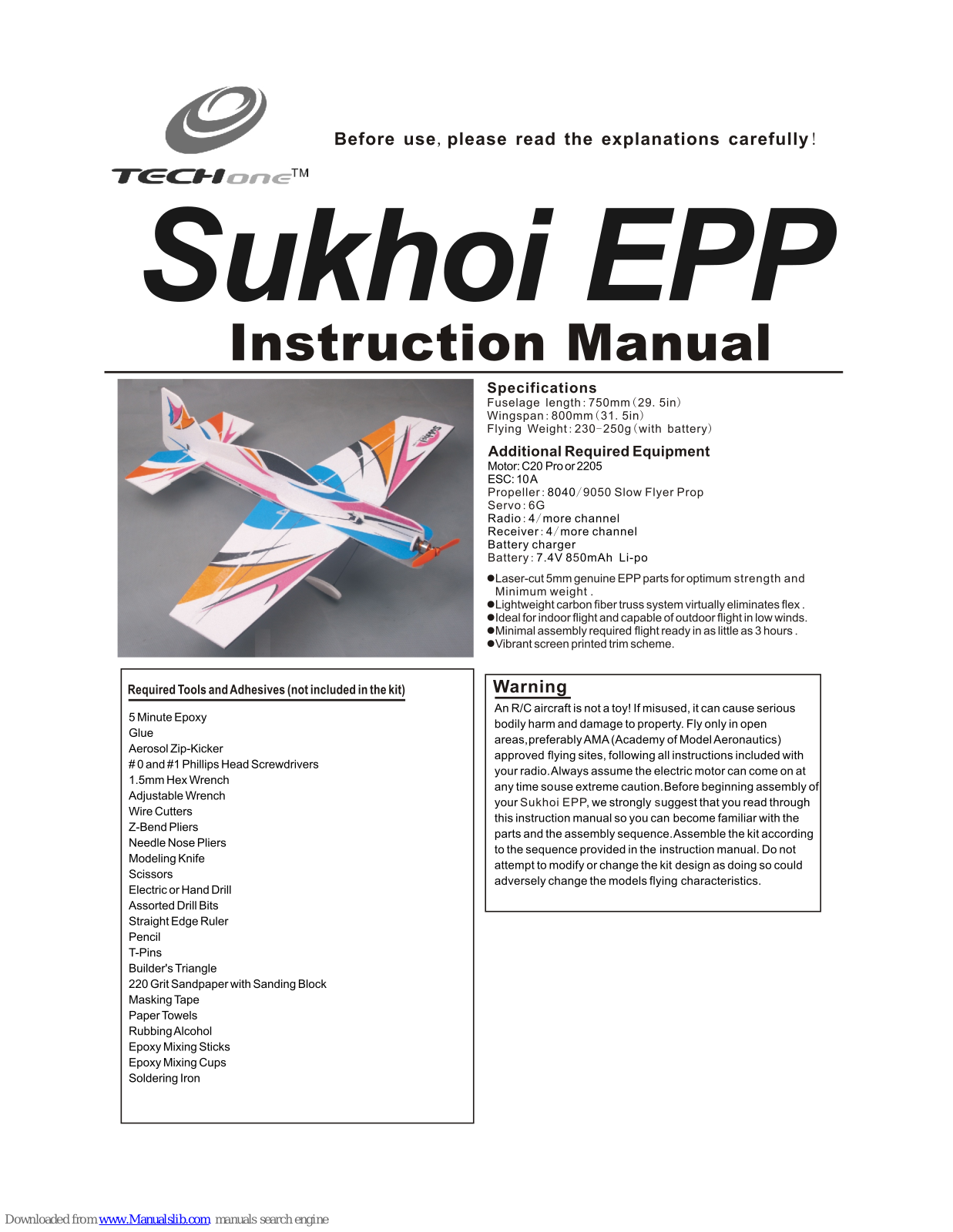 Techone Sukhoi EPP Instruction Manual