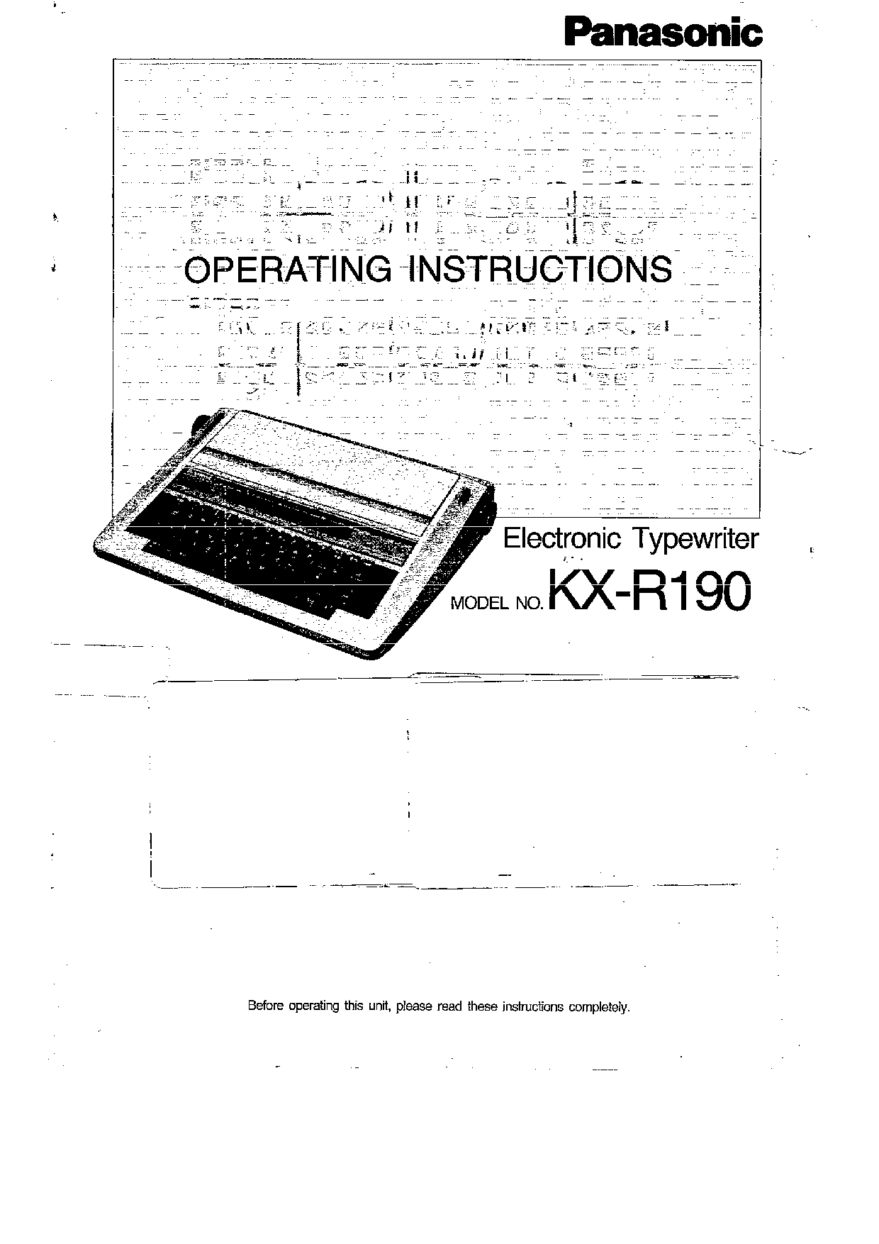 Panasonic KX-R190 User Manual