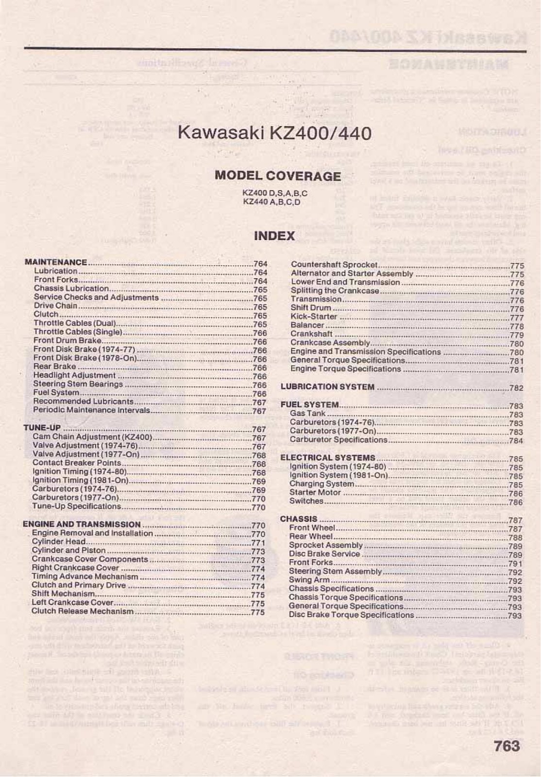 Kawasaki Kz400, Kz440 Service Manual