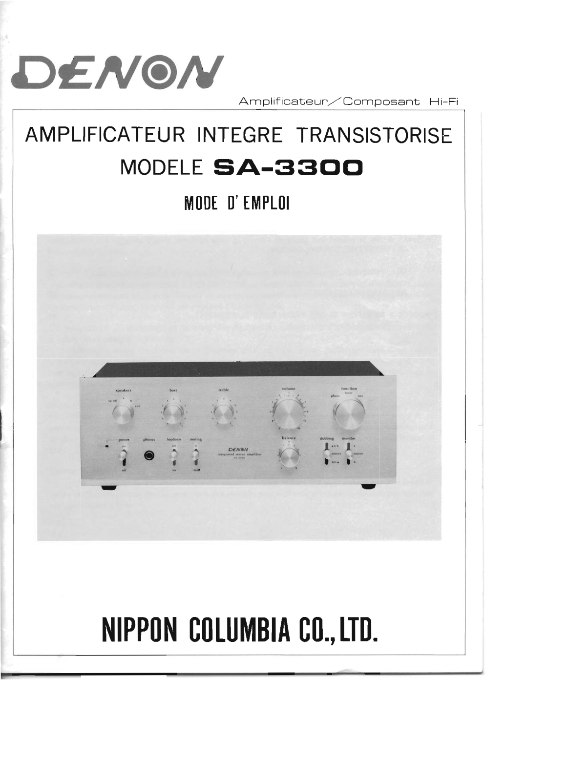 Denon SA-3300 User Manual