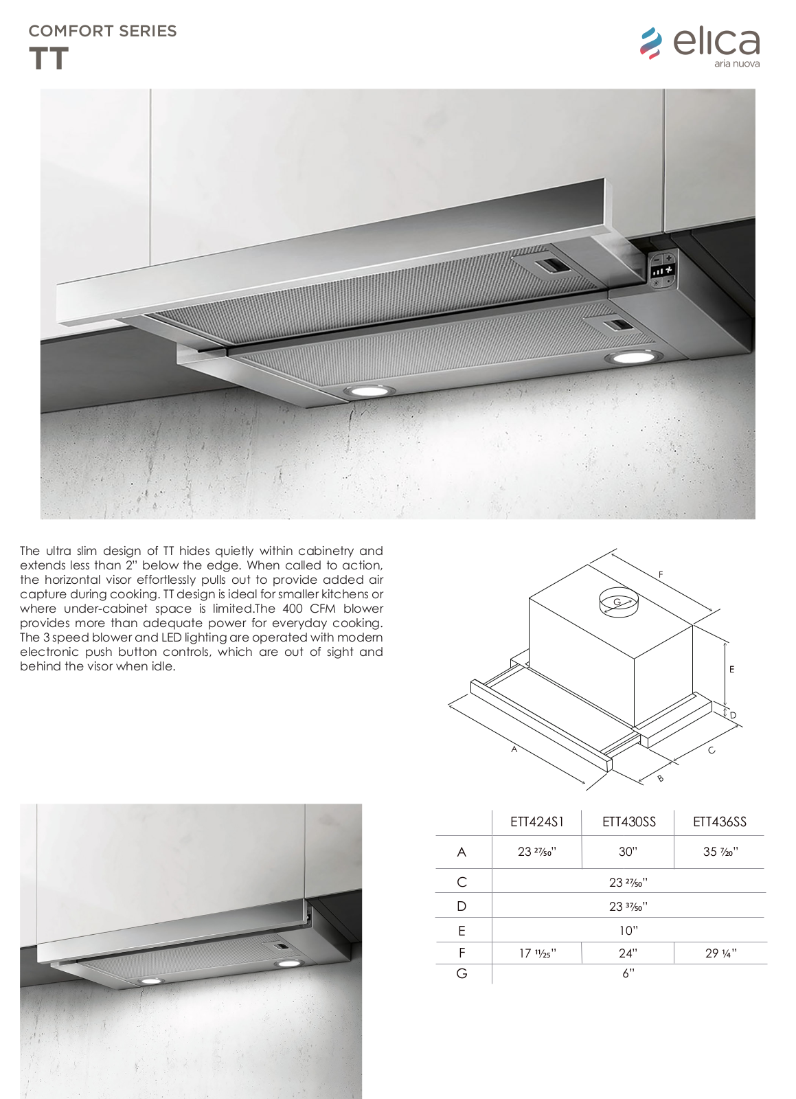 Elica ETT436SS Specifications