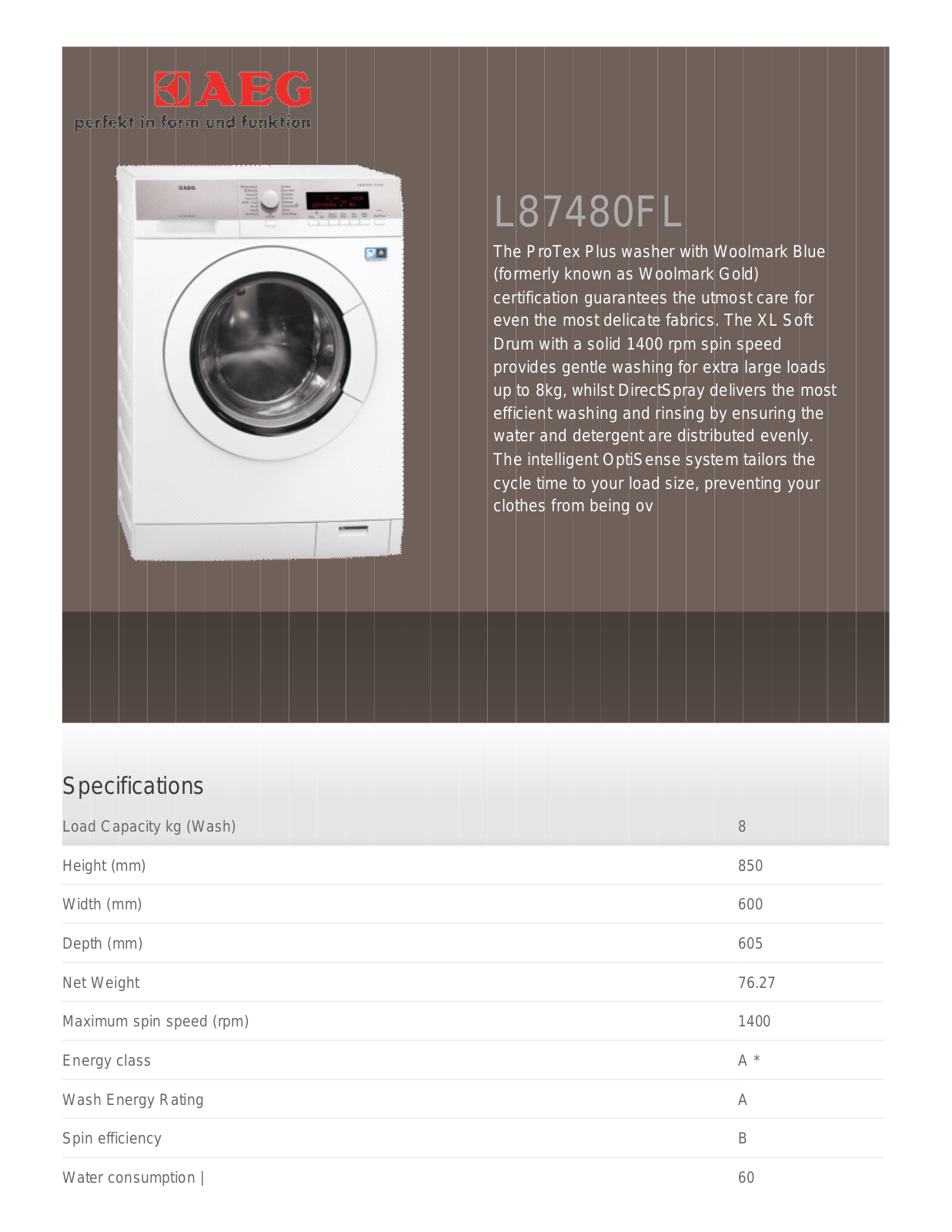 AEG L87485FL User Manual