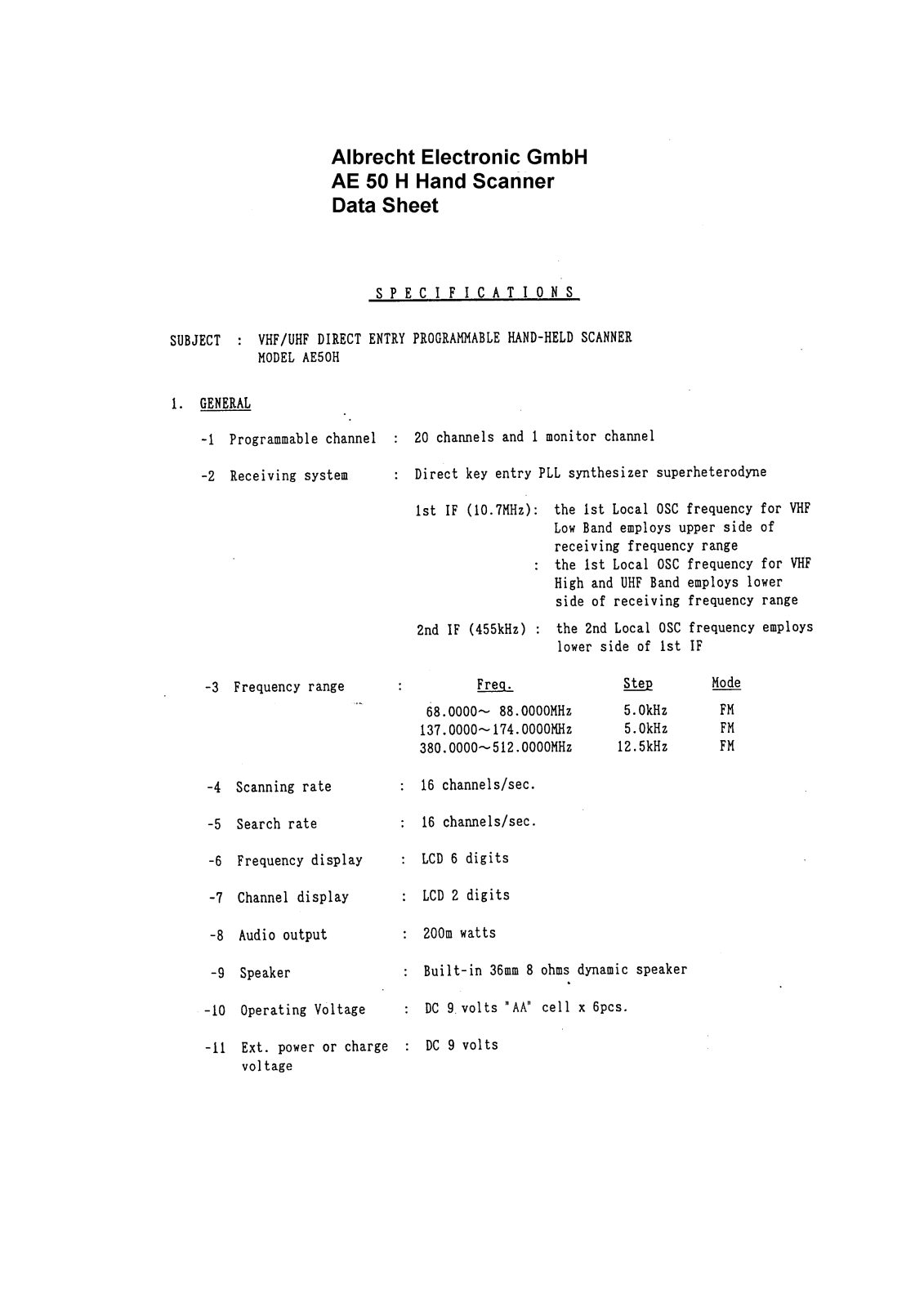 Albrecht SC AE 50H User Manual