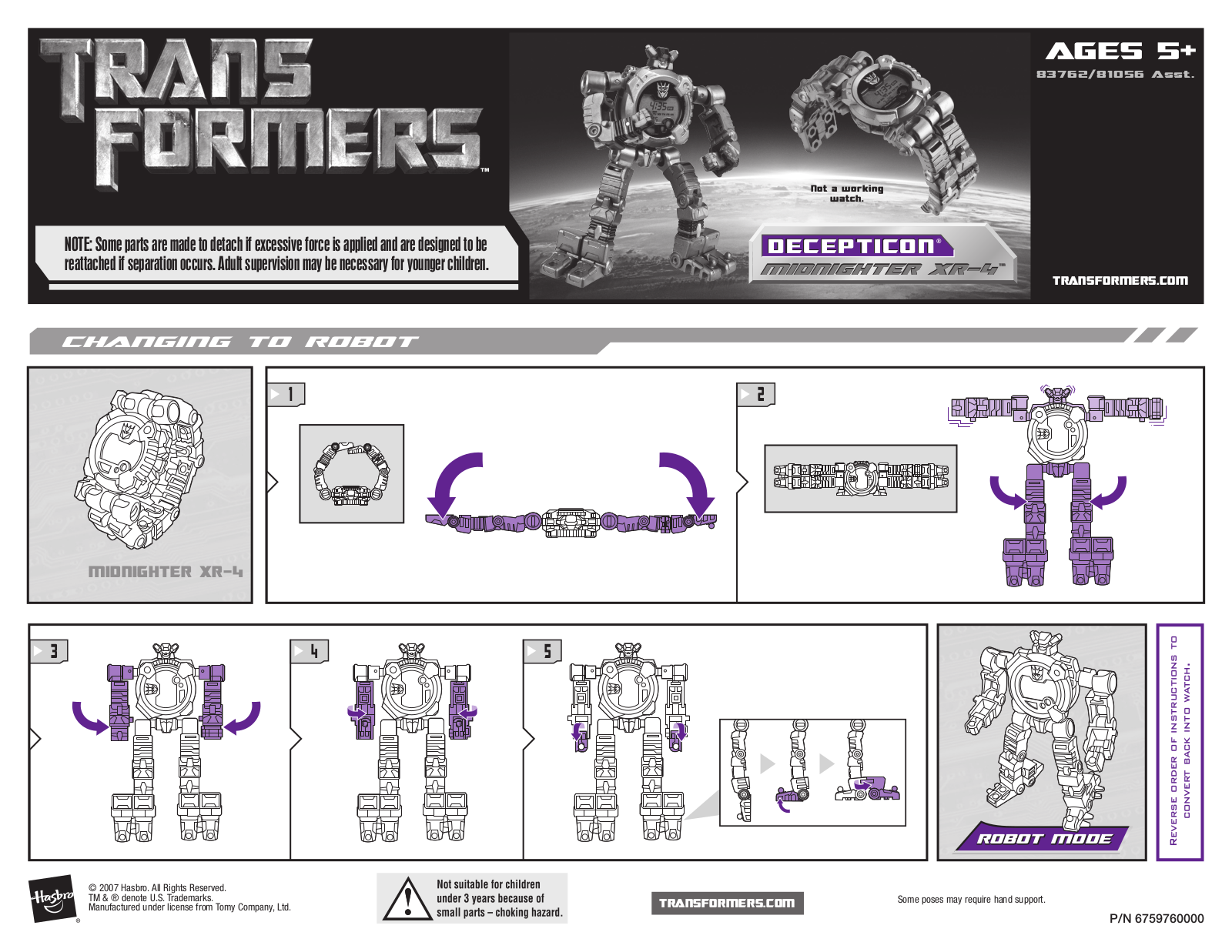 HASBRO Transformers Decepticon Midnighter XR-4 User Manual