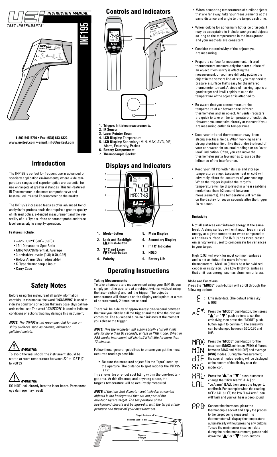 Universal Enterprise INF195 Installation  Manual