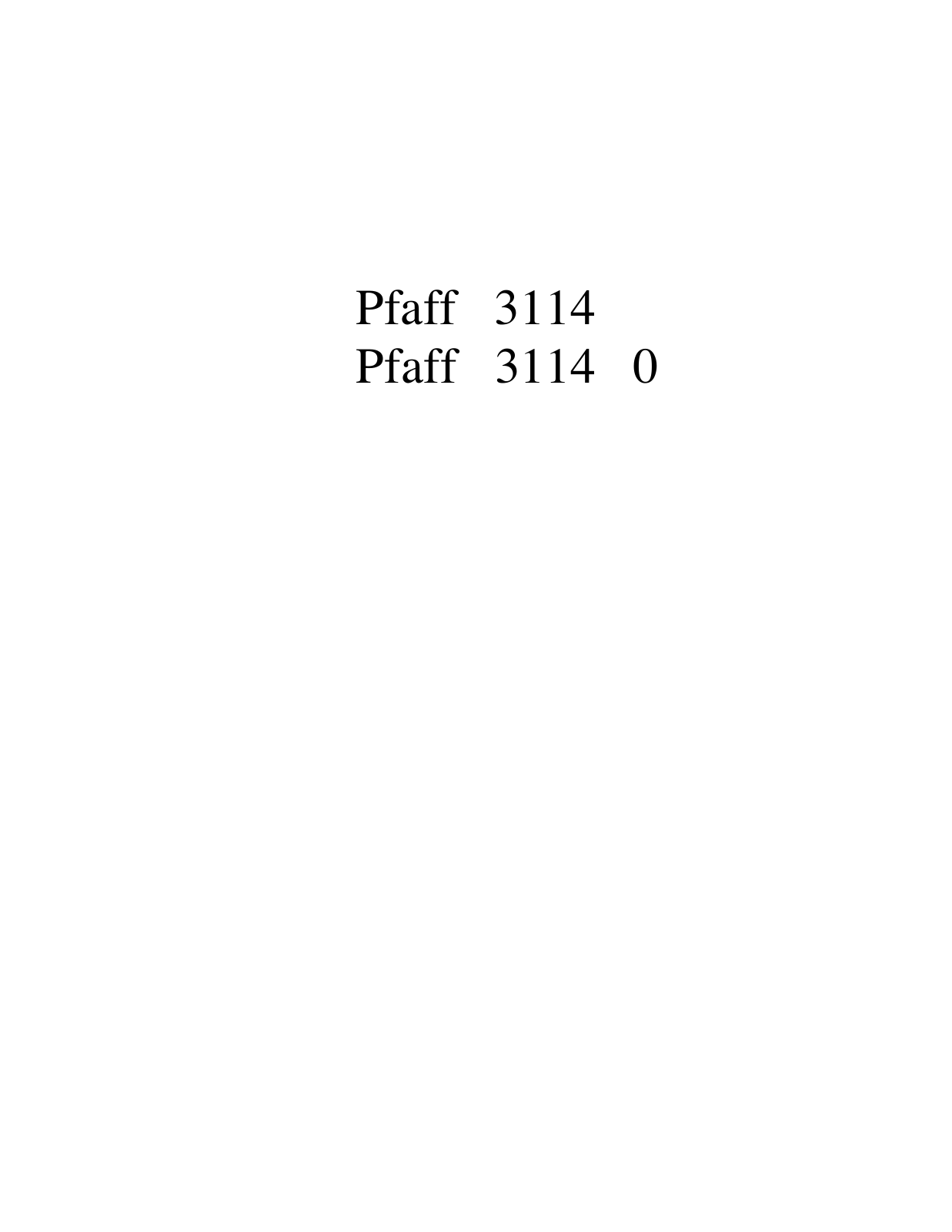 PFAFF 3114, 3114 0 Parts List