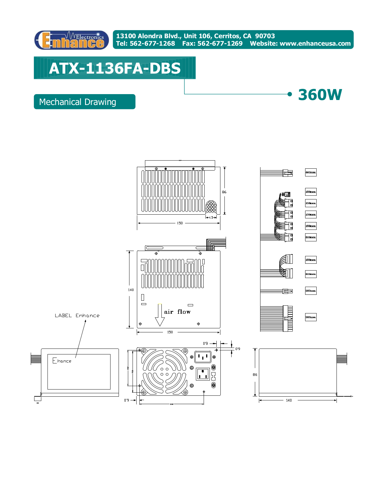 Enhance ATX-1136FA-DBS MECHANICAL DRAWING