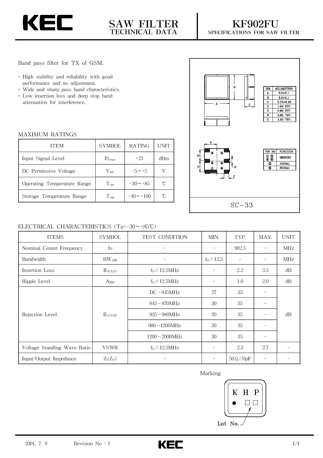 KEC KF902FU Datasheet