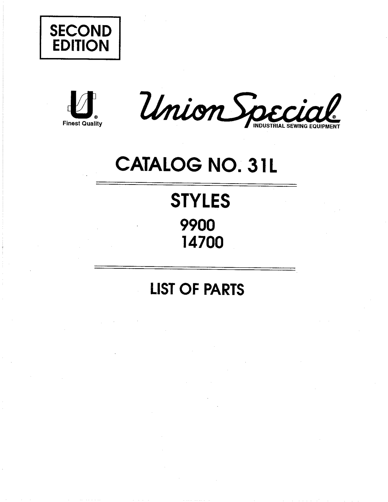 Union Special 14700 Parts List