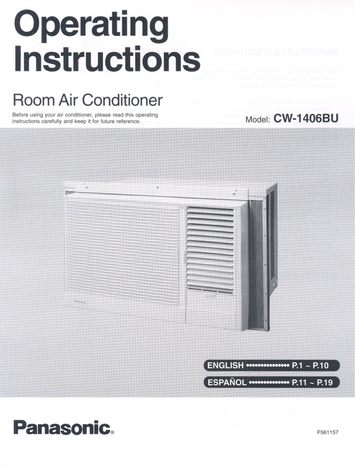 Panasonic Cw-1406bu Owner's Manual