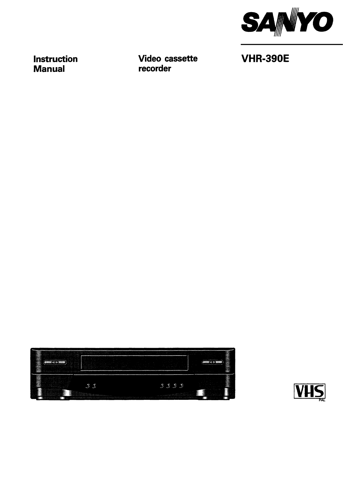 Sanyo VHR-390E Instruction Manual