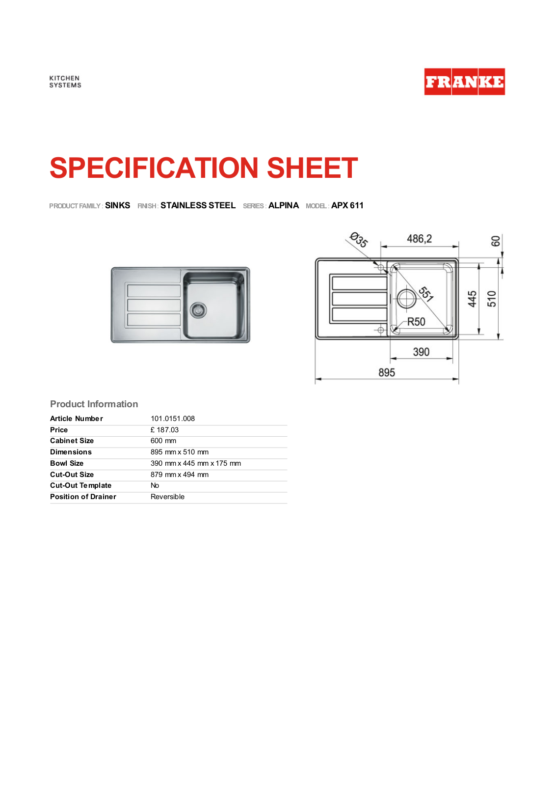 Franke Foodservice APX 611 User Manual