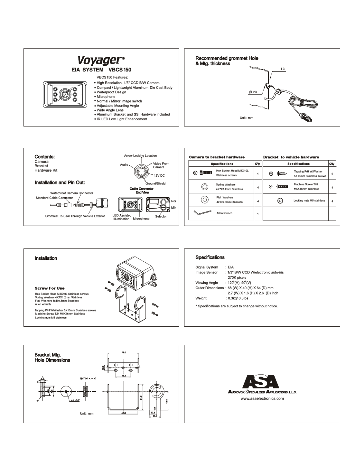 ASA Electronics VBCS 150 User Manual