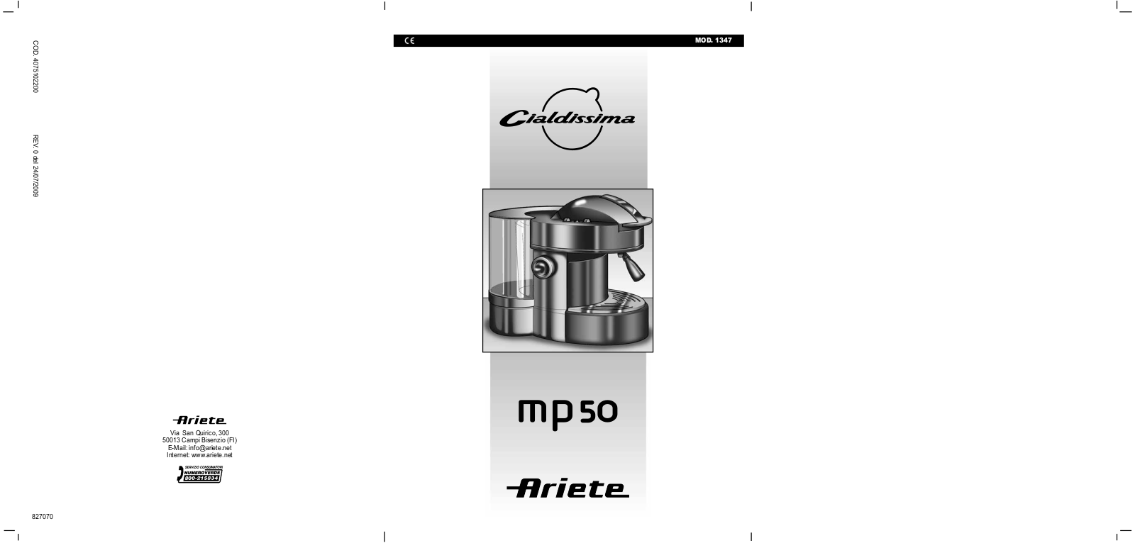 Ariete 1347 User guide - ManualMachine.com