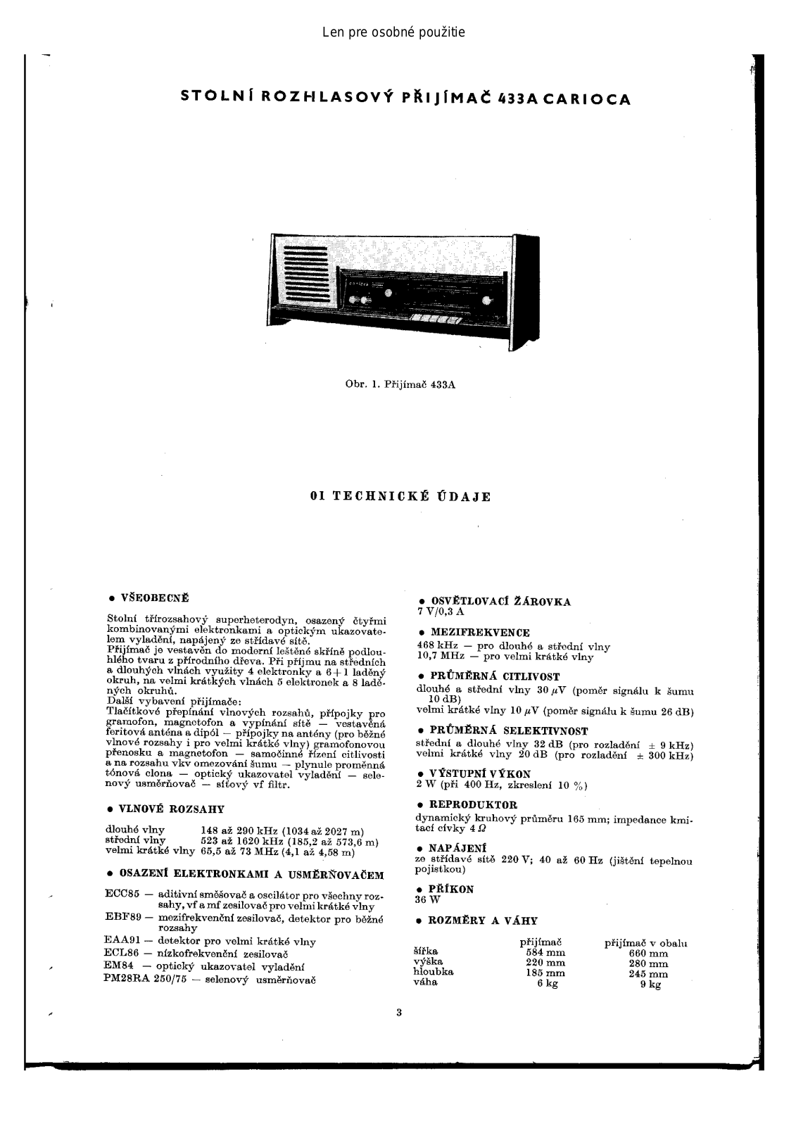 Tesla 433A Carioca User Manual