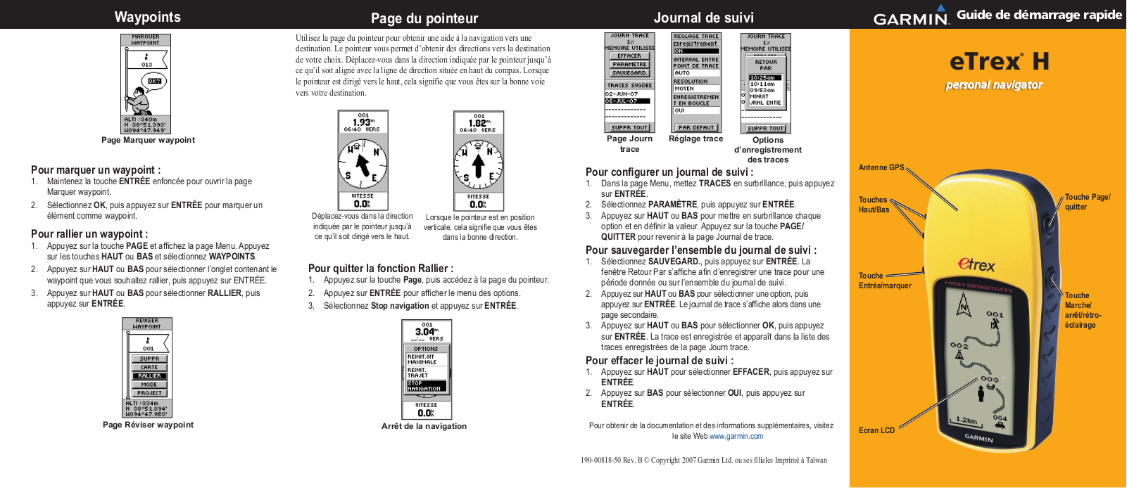 GARMIN eTrex H Guide rapide