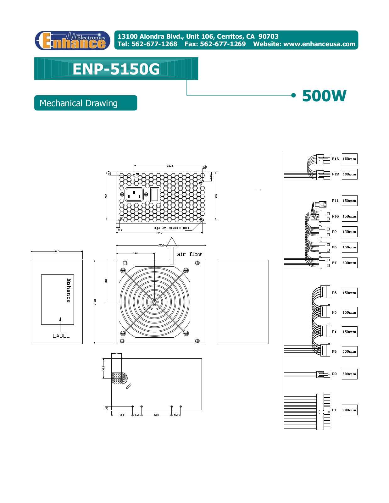 Enhance ENP-5150G MECHANICAL DRAWING