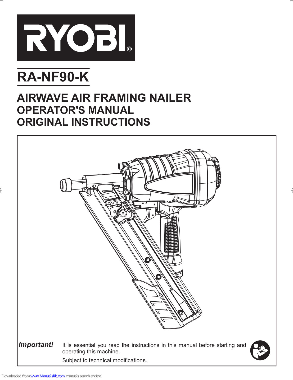 Ryobi RA-NF90-K Operator's Manual - ManualMachine.com
