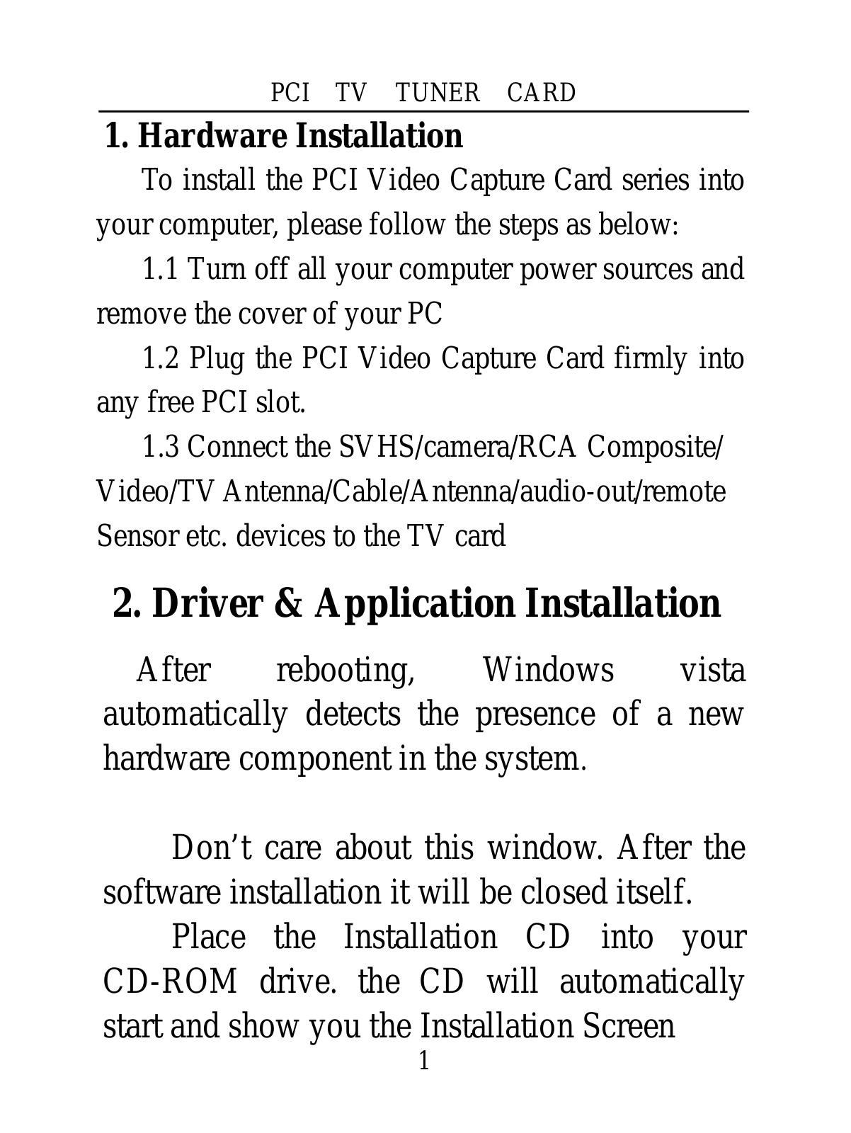 X4 Tech Vision TV-Card User guide