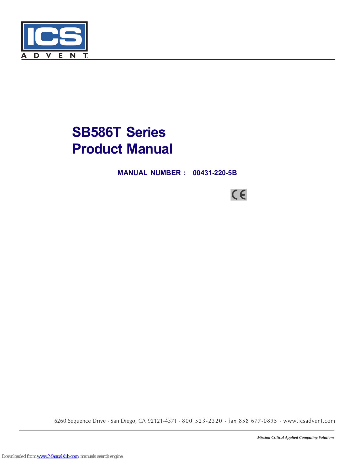 ICS SB586T, SB586TU, SB586TS, SB586T2V, SB586TS2V Product Manual