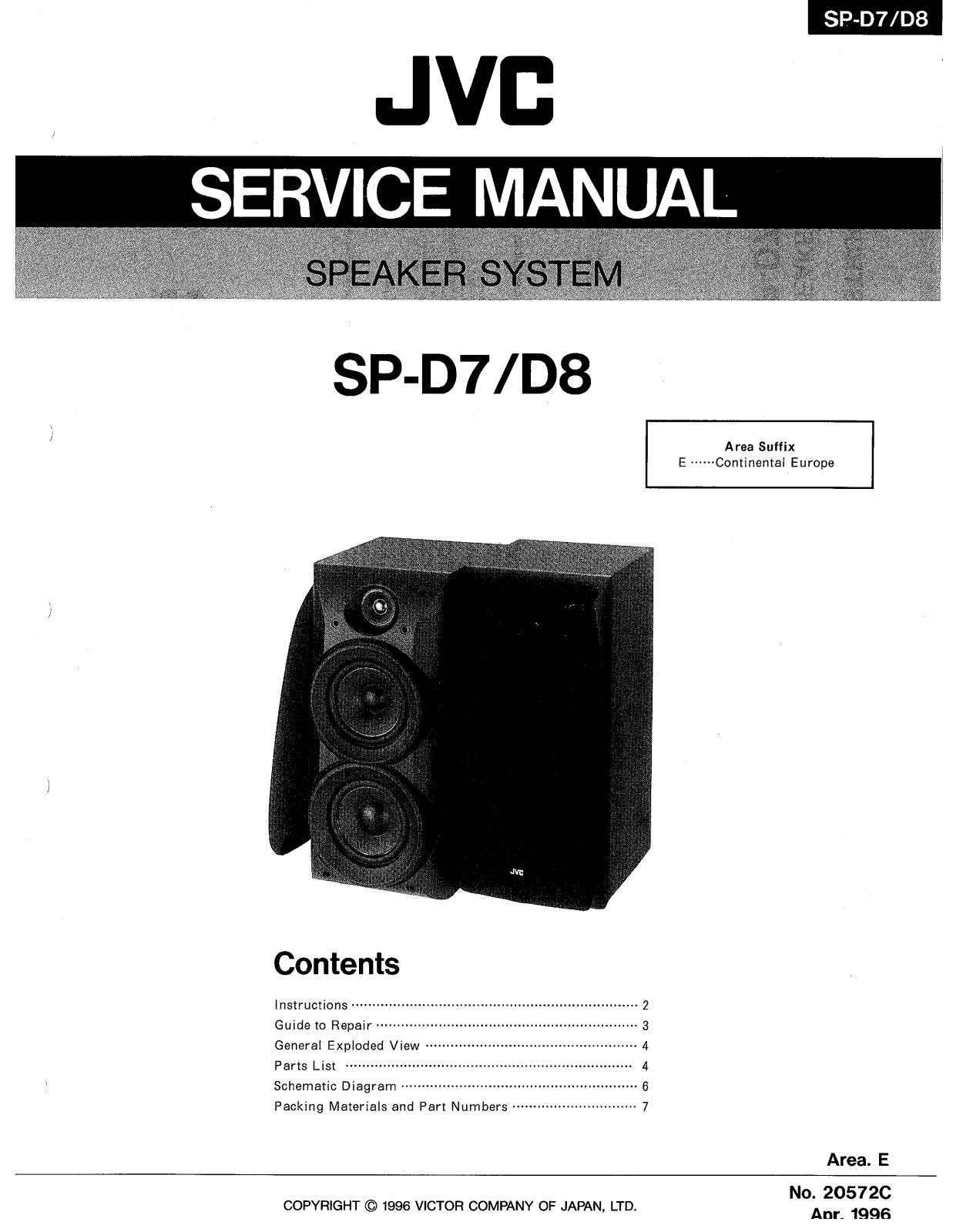 JVC SP-D7, SP-D8 Service Manual
