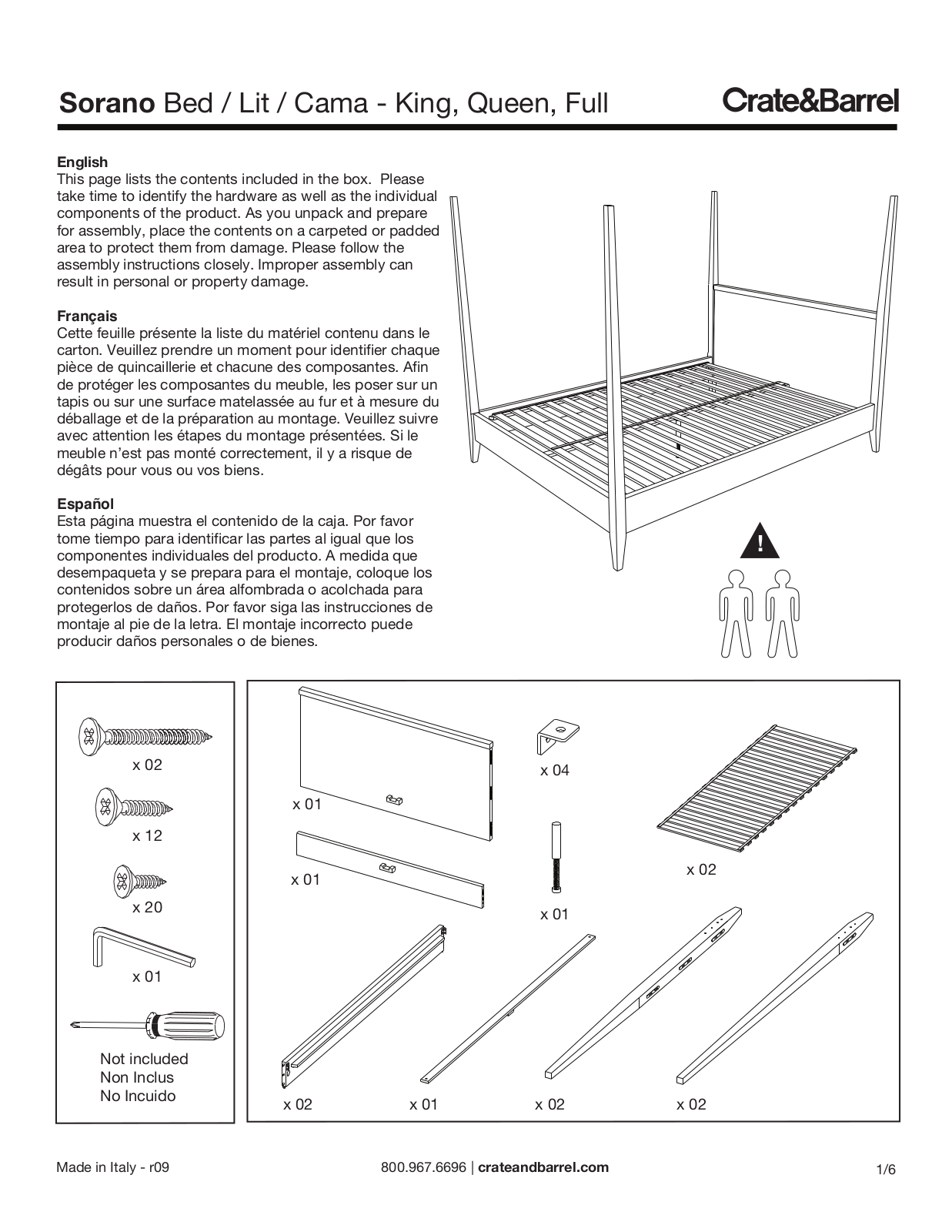 Crate & Barrel Sorano Bed Assembly Instruction